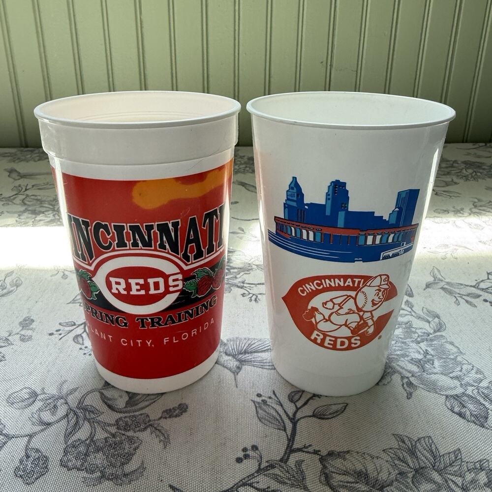 Vintage 90s Cincinnati Reds Stadium Plastic Cup Set Of 2 Spring Training